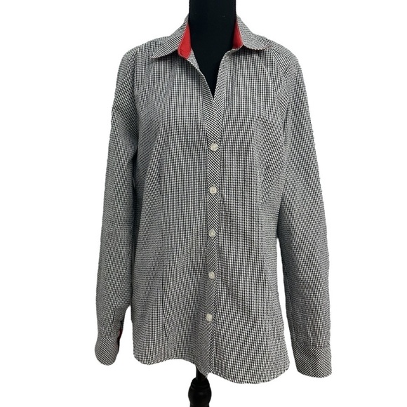 Beluva San Francisco Button Down Shirt Gingham Black Casual Size Extra Large - Picture 1 of 6